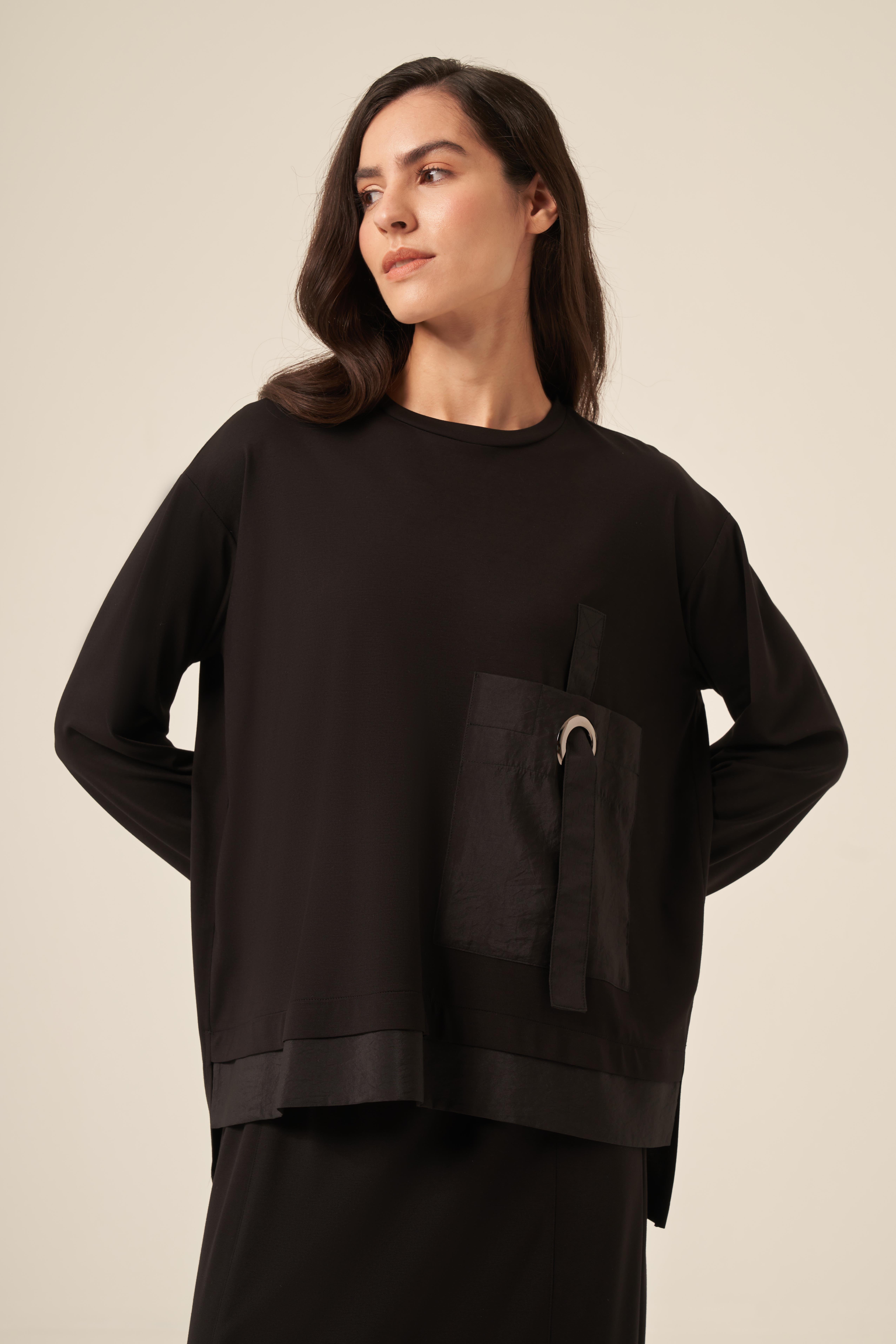 TUNİĞİ VE ETEK UCU DUBAI DETAY CEPLİ ŞALVARLI ETEKLİ BAMBU TAKIM