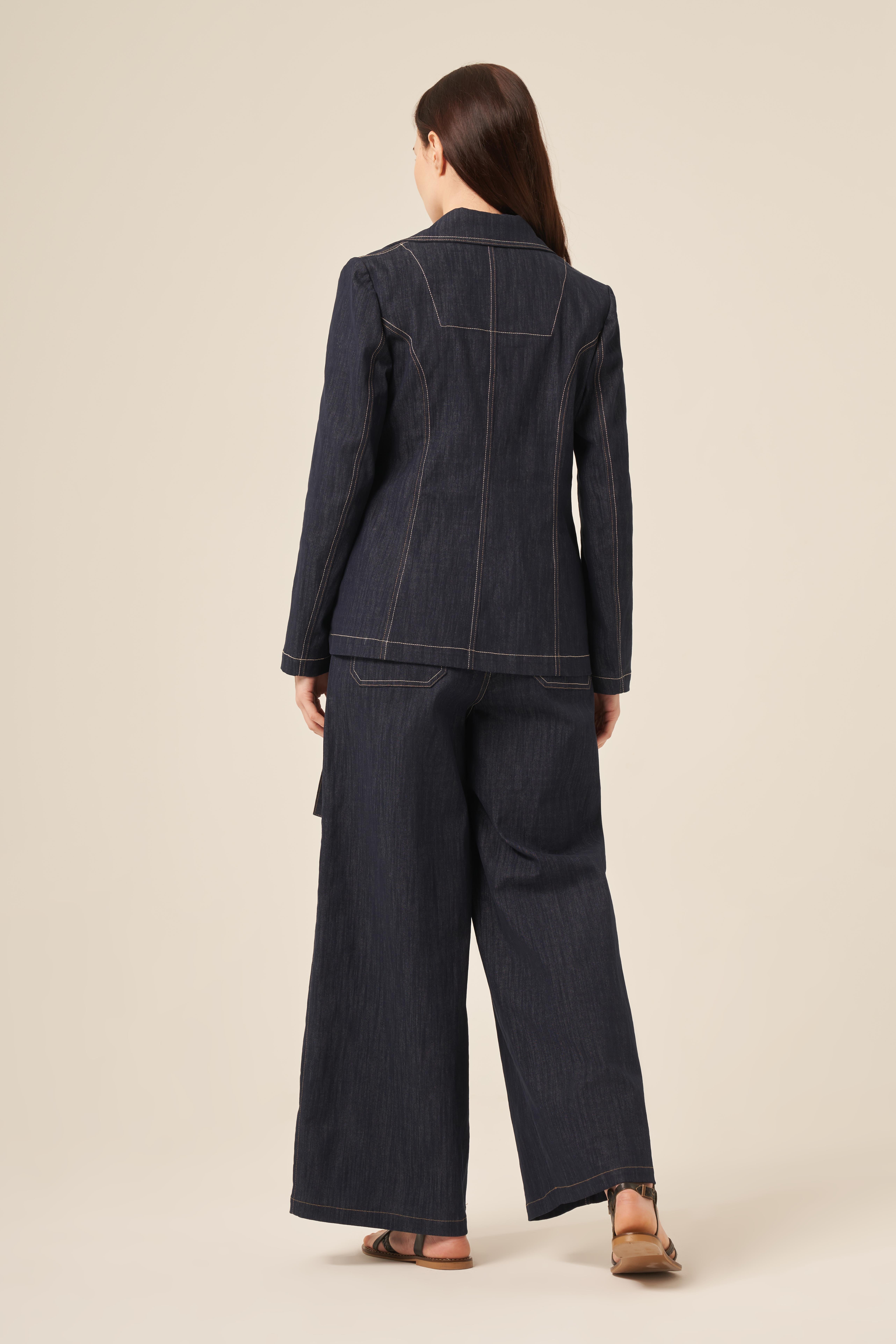 YANDAN BAĞLAMALI DENIM CEKET