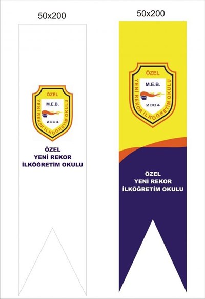 50x150cm.Saten Kumaş Özel Logolu Kırlangıç Bayrak
