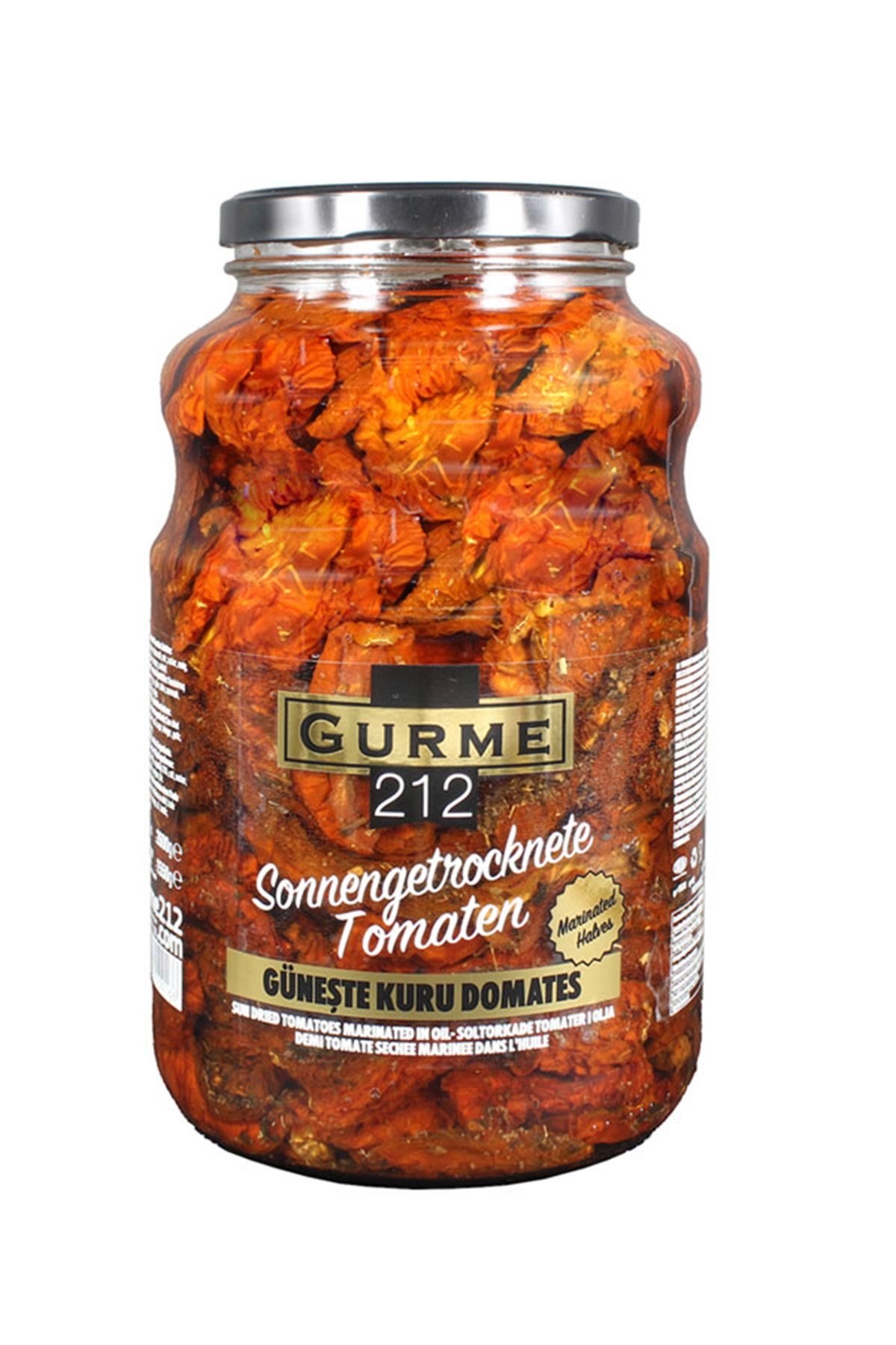 Güneşte Kurutulmuş DomatesGurme212 Güneşte Kurutulmuş  Domates ‐  Yağda Marine ‐  Yarım Kesim__2650 ml_Cam Kavanoz