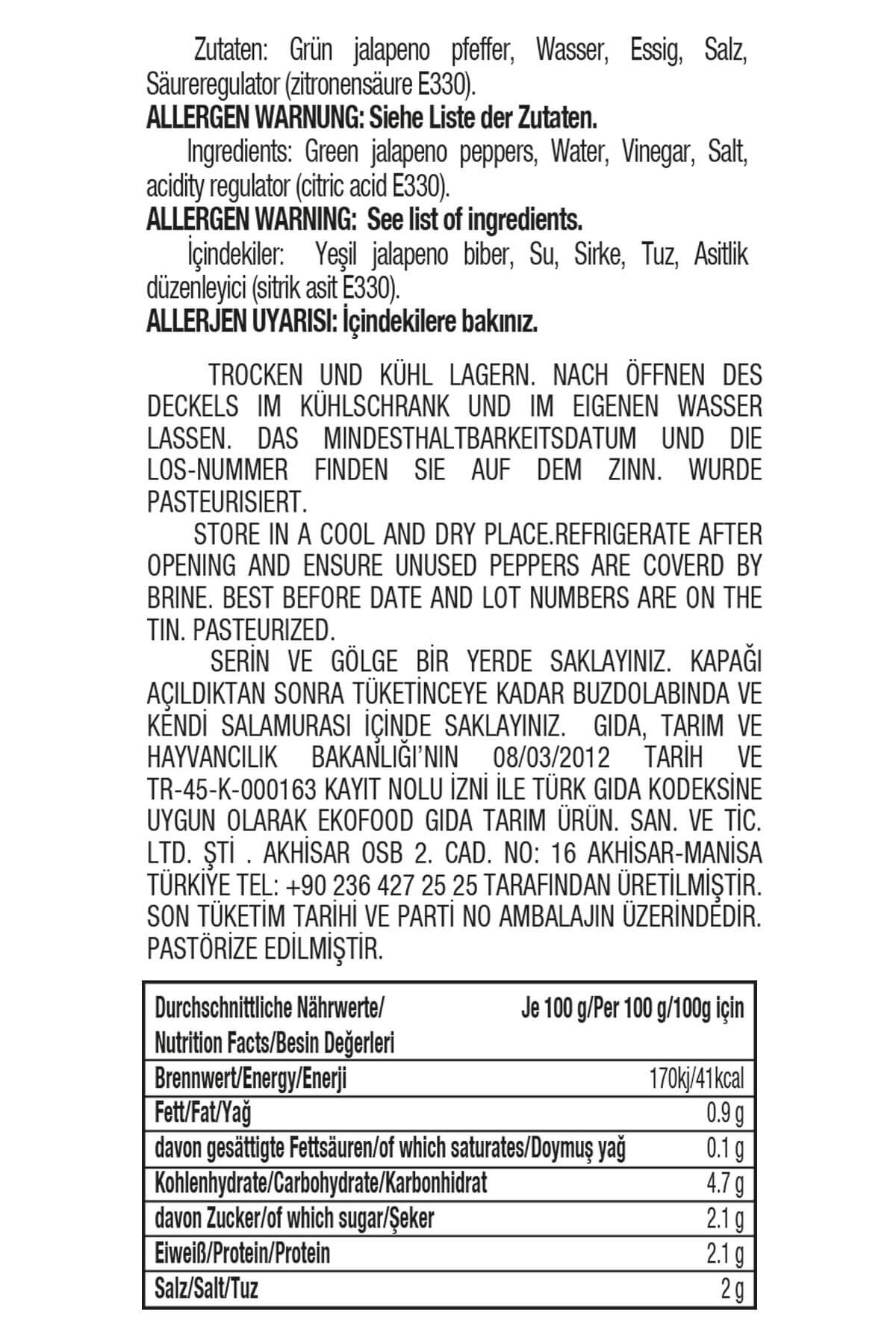 Gurme TurşularYeşil Jalapeno Biber A10