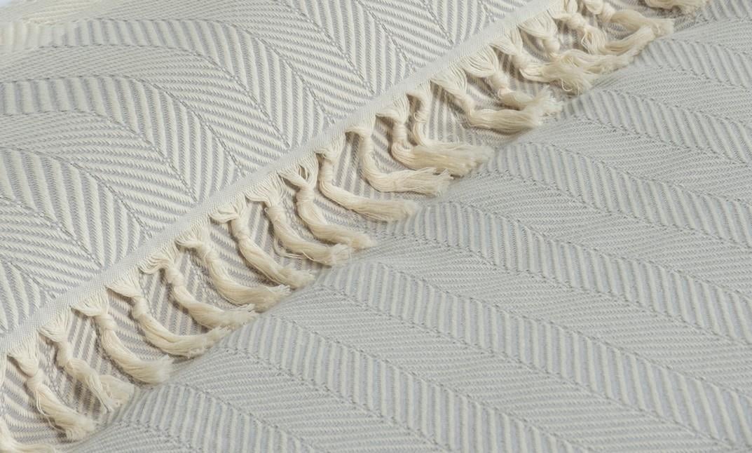 Çift Kişilik 200x250 Balık Sırtı Desen, Gri Renk, Pamuklu, Saçaklı, Yatak ÖrtüsüYATAK ÖRTÜSÜCasamollis