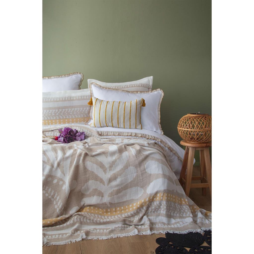 Apricitas Home Zest Çift Kişilik Pamuk Yatak Örtülü Set - Bej