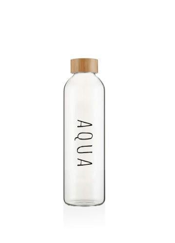 Aqua Bambu Kapaklı Borosilikat Cam Su Şişesi 600ml