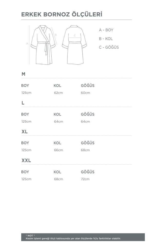 Ecocotton Aslışah Erkek Bornoz %100 Organik Pamuk Nakışlı Krem - XL
