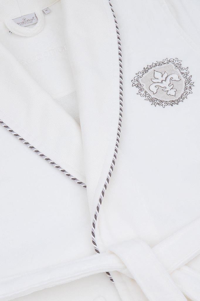 Ecocotton Ella Erkek Bornoz %100 Organik Pamuk Nakışlı Krem - L