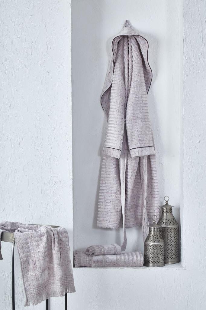 Ecocotton Maia Kadın Bornoz %100 Organik Pamuk Inject Pudra - M