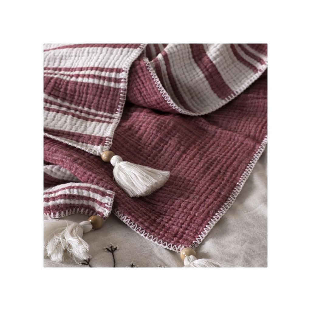 Ecocotton Mila Çift Kişilik Yatak Örtüsü %100 Organik Pamuk Müslin Dolgulu Kırmızı 240X260 Cm
