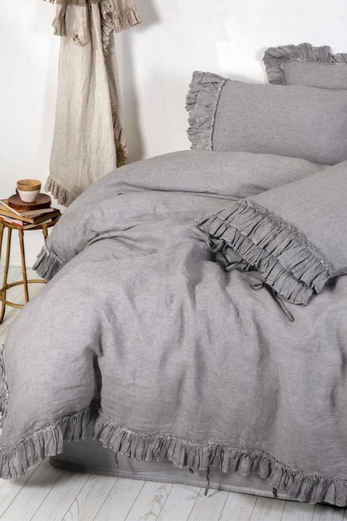 Ecocotton Miranda Çift Kişilik Nevresim Takımı %100 Keten Gri 200x220 cm