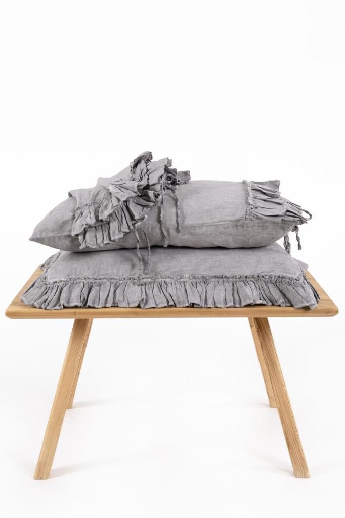 Ecocotton Miranda Çift Kişilik Nevresim Takımı %100 Keten Gri 200x220 cm