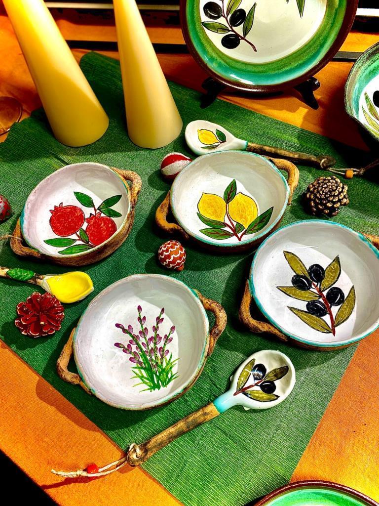 Eleia Serisi Seramik İkram ve Servis Kaşıkları - Limon Desenli (16 cm)