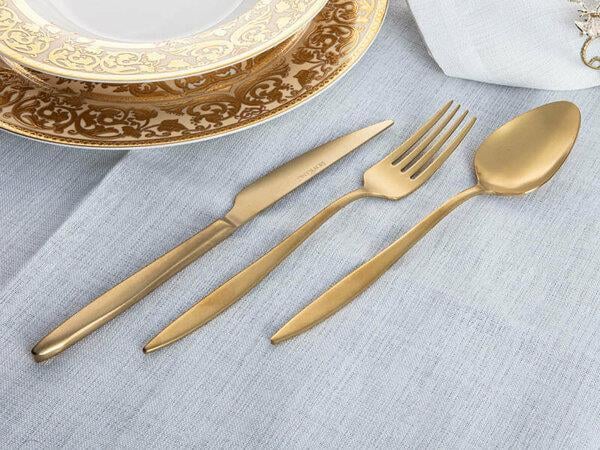Gürdamar Home Ares 36 Parça Mat Gold Çatal Kaşık Bıçak Takımı