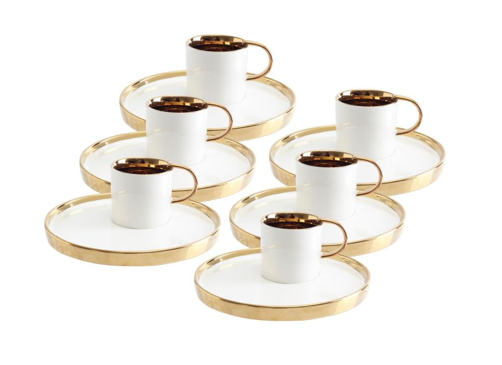 Gürdamar Home Kallavi Bone Porselen 6 Kişilik Kahve Fincan Takımı