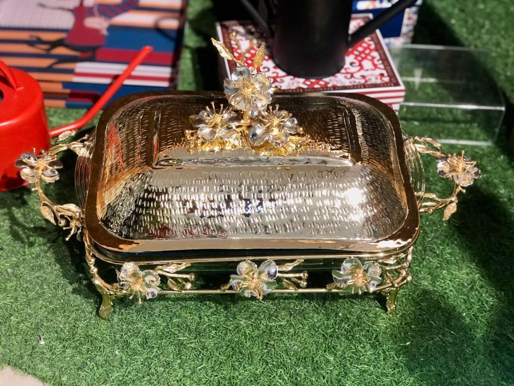 Gürdamar Home Lotus Isıtıcılı Dikdörtgen Gerçek Ayar Gümüş Fırın Kabı