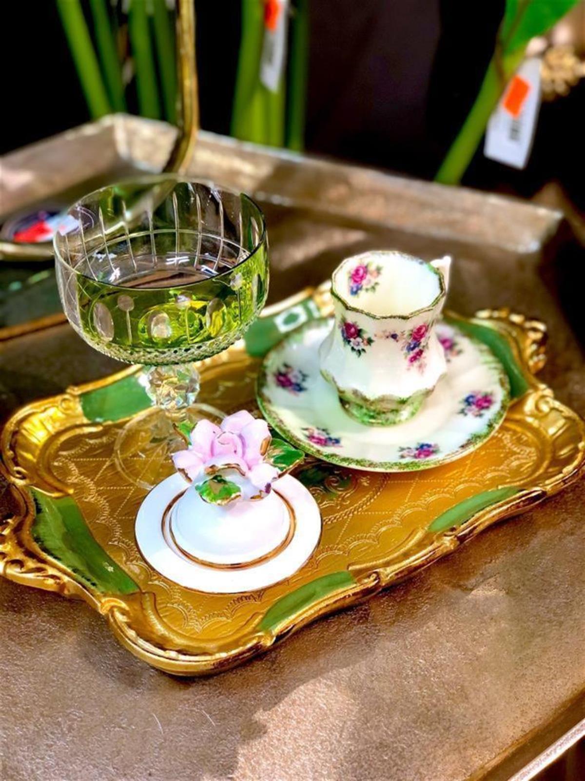 Gürdamar Home Papatya El Boyama İngiliz Porseleni Kahve Fincanı - Yeşil (Tekli)