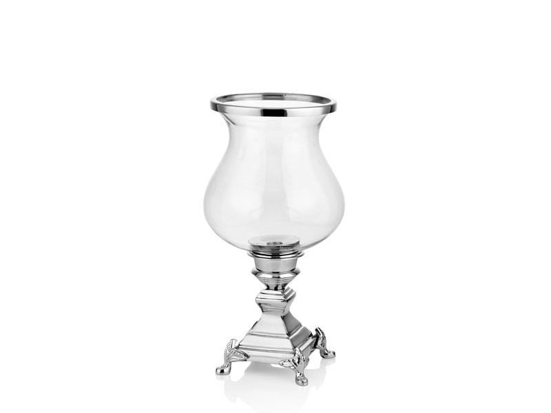 La Medore Elisa Beyaz Renk Gümüş Ayrıntılı Küçük Boy Mumluk 15,2X15,2X33CM