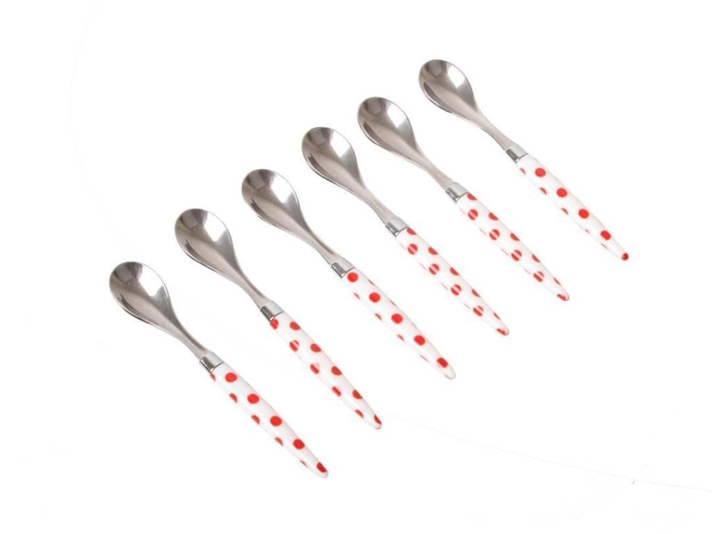 Mori İtalyan Color Dots Beyaz Altılı Çay Kaşık Seti