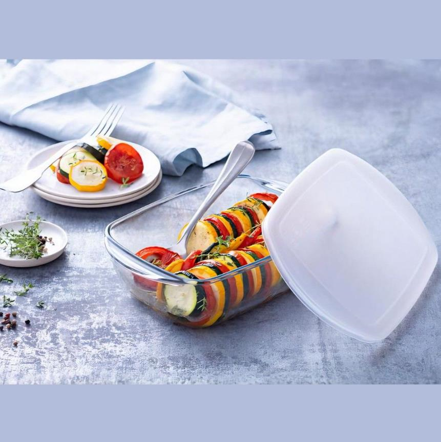 Pyrex 344P000/3043 Kapaklı Dikdörtgen Fırın Kabı (27x22x9 cm)