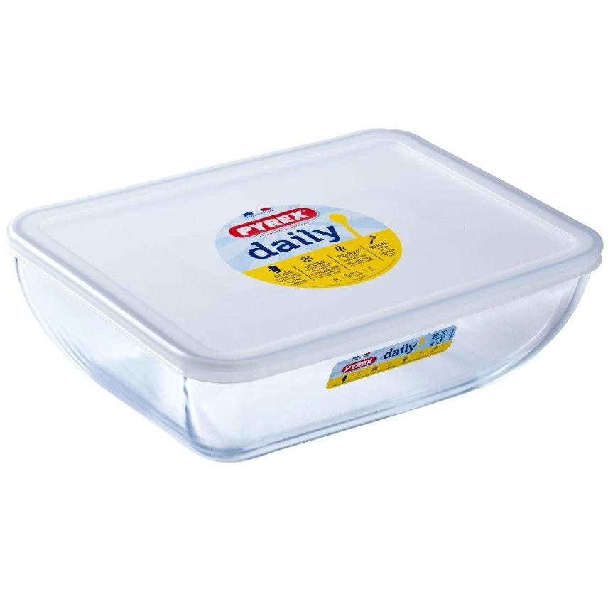 Pyrex 344P000/3043 Kapaklı Dikdörtgen Fırın Kabı (27x22x9 cm)