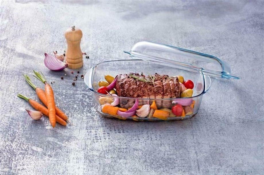 Pyrex 466A000/7143 Cam Kapaklı Dikdörtgen Fırın Kabı 6,5L