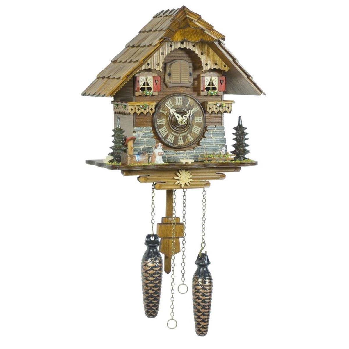Regal Guguklu 25 cm Masif Ahşap Çatılı Pilli Alman Duvar Saati