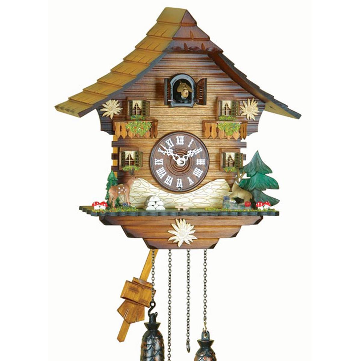 Regal Guguklu 36 cm Masif Ahşap Çatılı Pilli Alman Duvar Saati