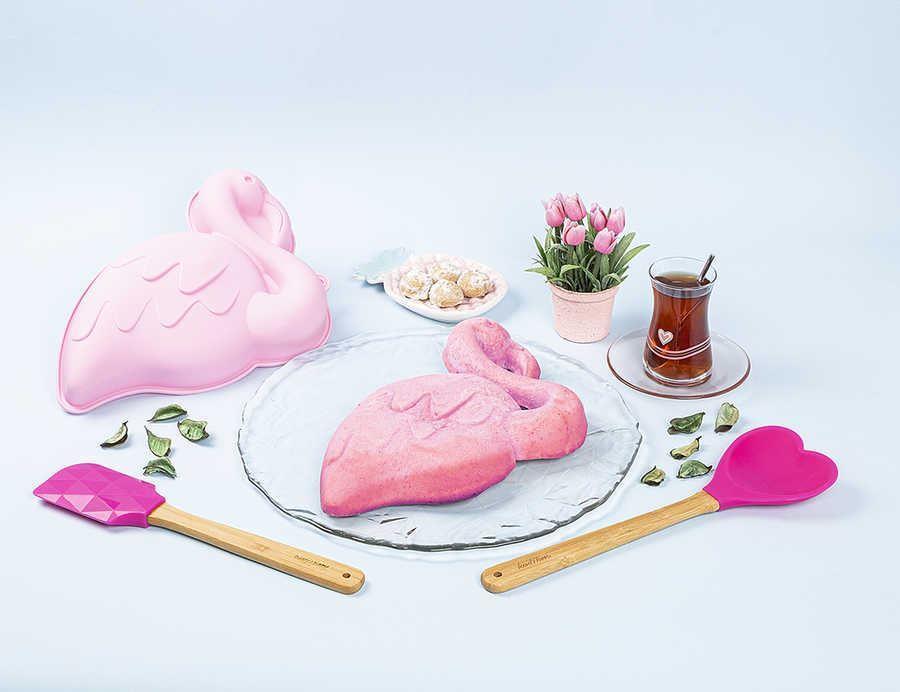 Tantitoni Açık Pembe Flamingo Şekilli Silikon Kek Kalıbı