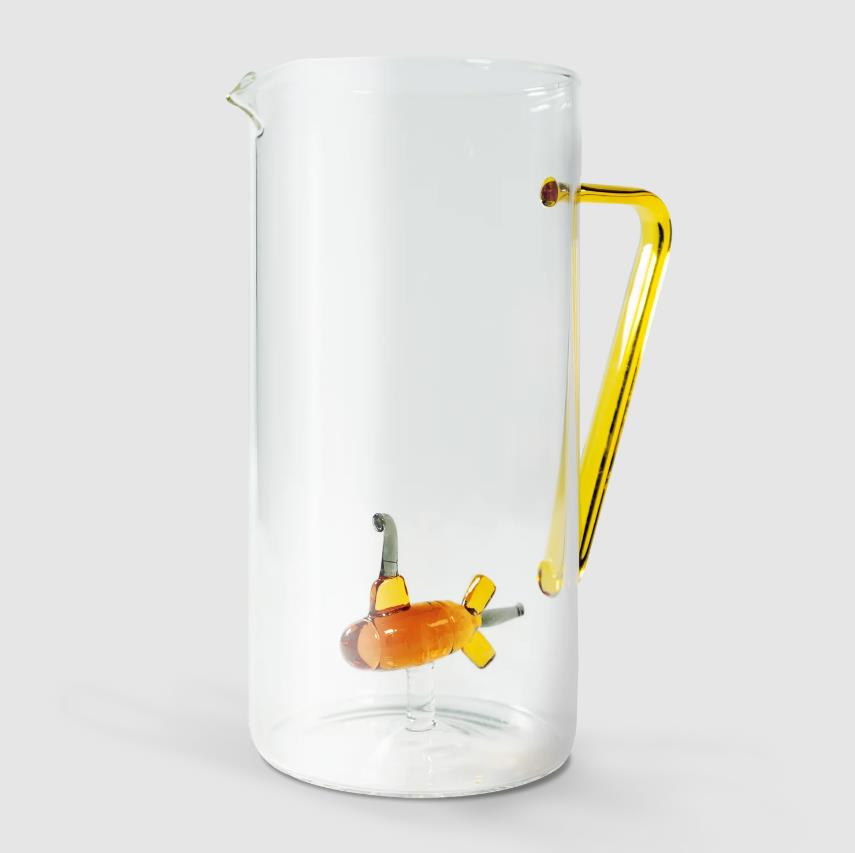 WD Lifestyle Monterey Line Borosilikat Cam Sürahi. Kapasite 1,2 L. Denizaltı Dekorlu