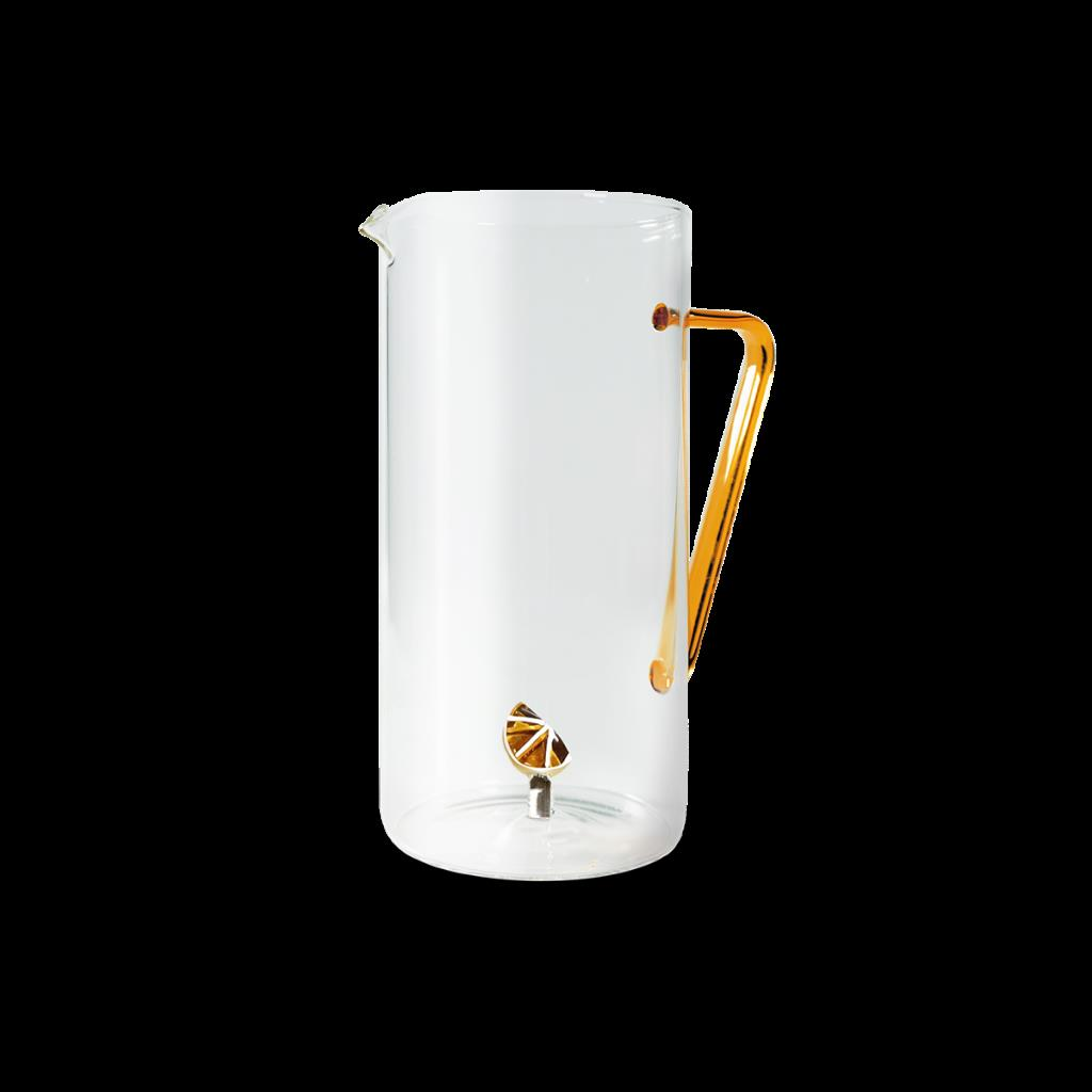 WD Lifestyle Monterey Line Borosilikat Cam Sürahi. Kapasite 1,2 L. Turuncu Dekorlu