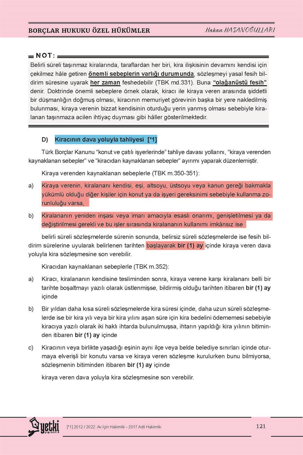 ÇSA BORÇLAR HUKUKU HAKİMLİK DERS NOTLARI 