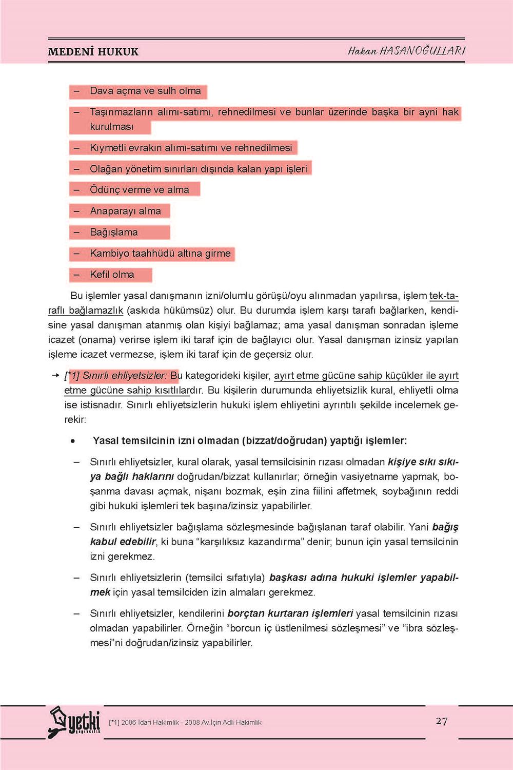 ÇSA MEDENİ HUKUK HAKİMLİK DERS NOTLARI