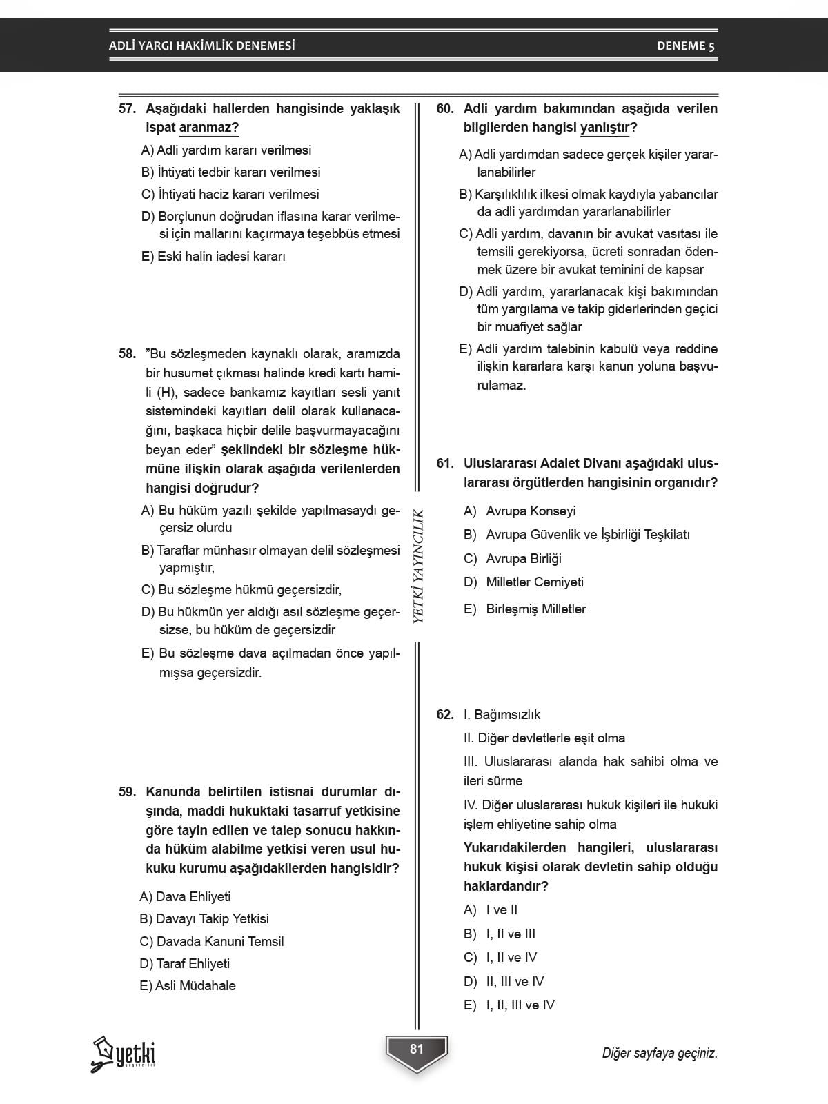 CÜBBE ADLİ HAKİMLİK ÇÖZÜMLÜ 5 DENEME SETİ  2025