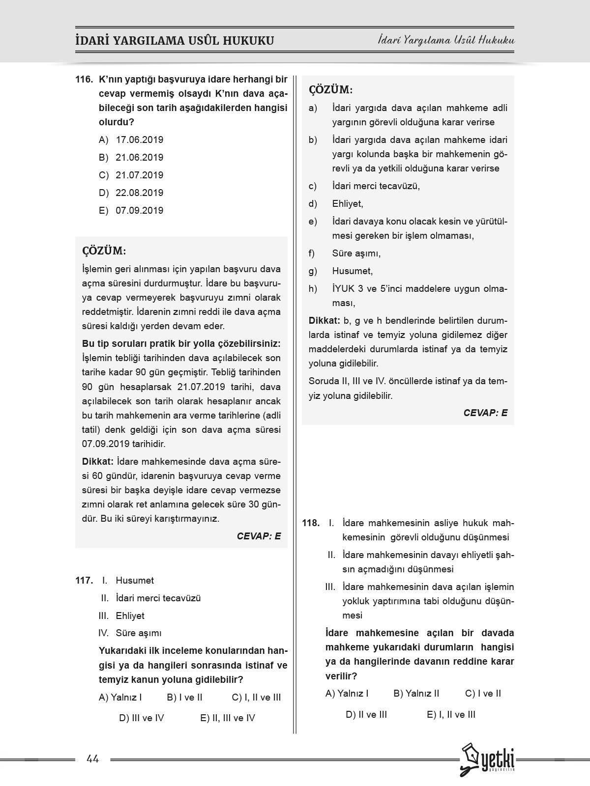 İDARİ YARGILAMA  HUKUKU HMGS VE HAKİMLİK SORU BANKASI 2025