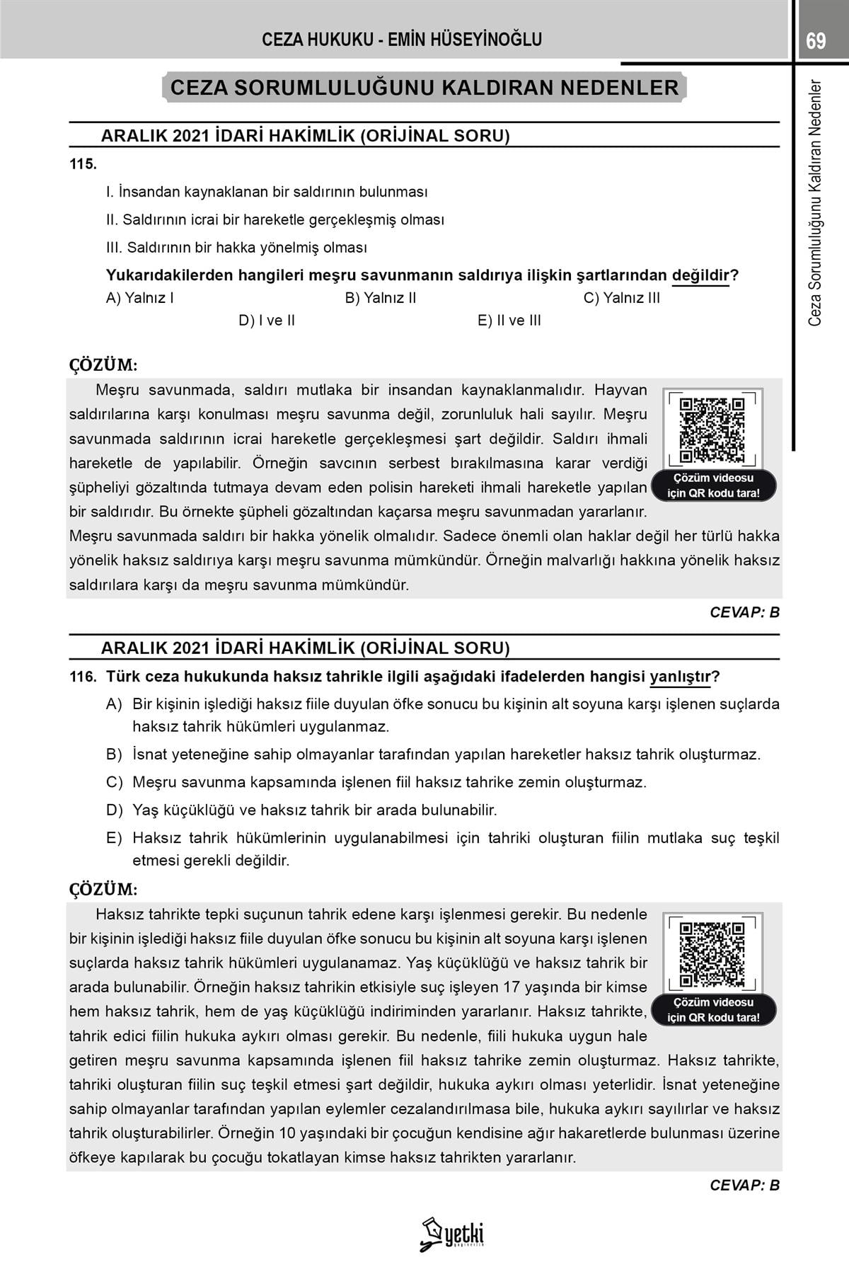 ORİJİNAL CEZA HUKUKU HAKİMLİK ÇIKMIŞ SORU BANKASI YETKİ YAYINCILIK  2023
