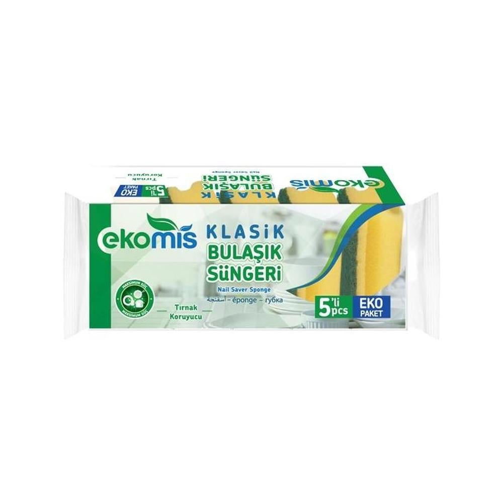 Ekomis Klasik Yeşil Oluklu Sünger 5'li