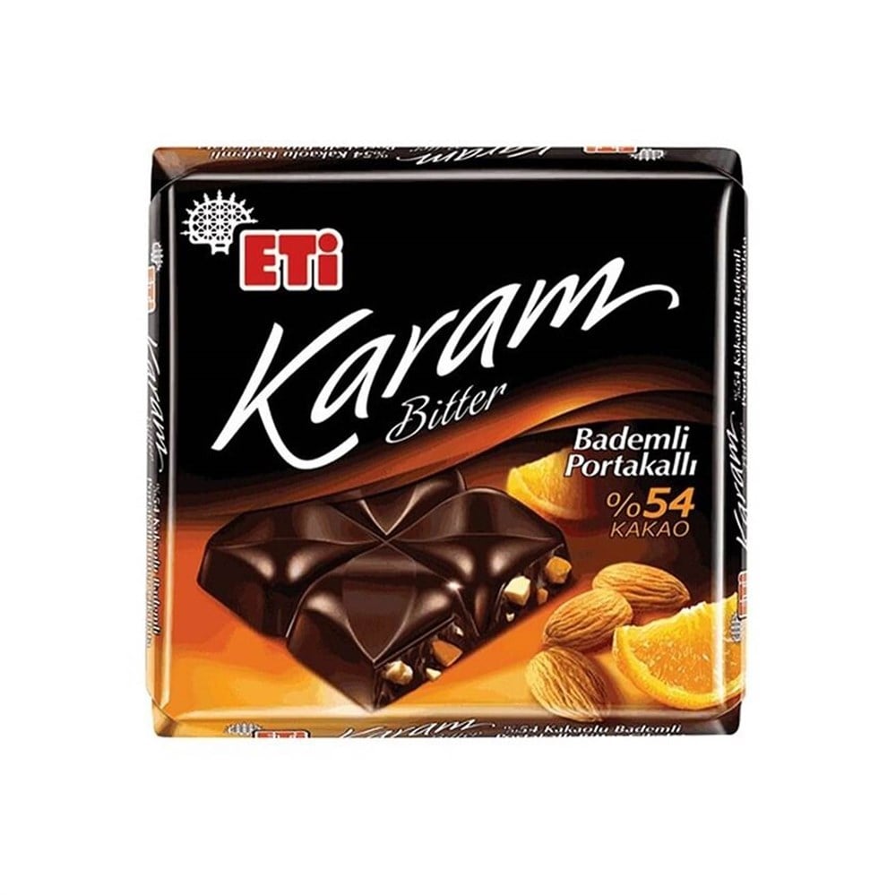 Eti Karam Bitter Portakal&Badem %54 Kakaolu Çikolata 60 Gr