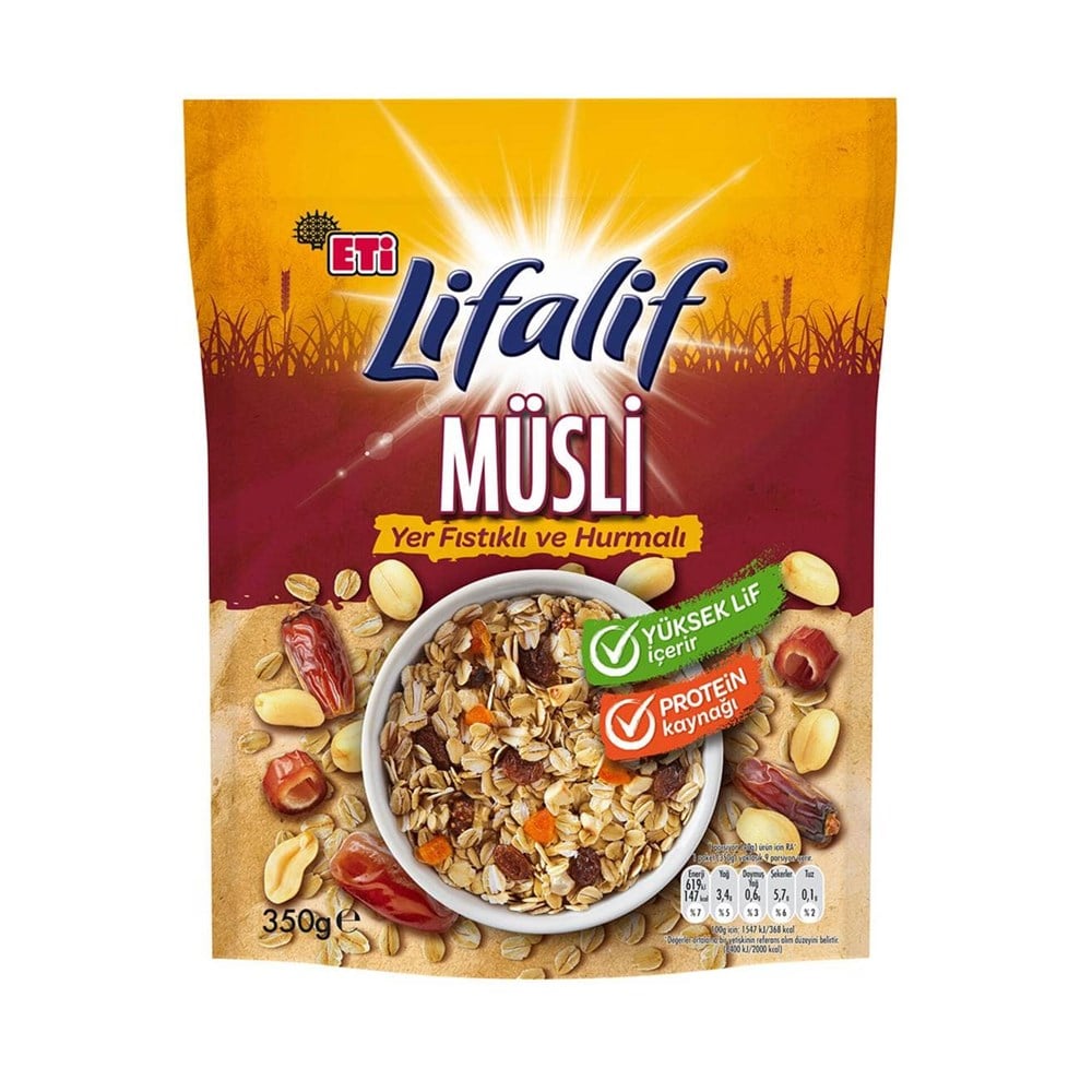Eti Lifalif Yer Fıstıklı&Hurmalı Müsli 350 Gr