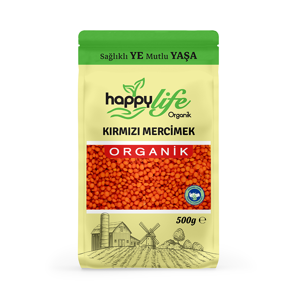 HAPPY LIFE ORGANIK KIRMIZI MERCIMEK 500 GR