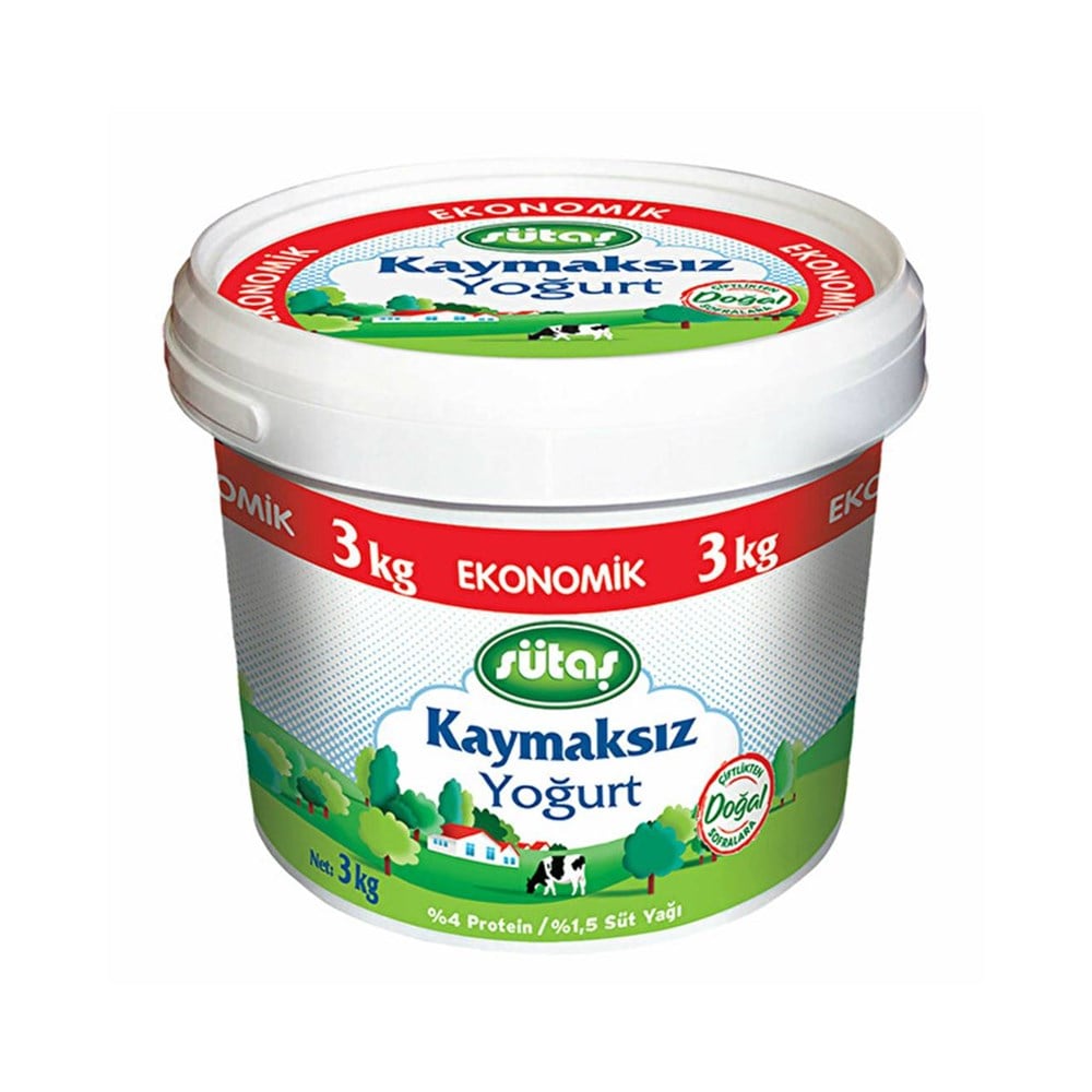 Sütaş Yoğurt Kaymaksız Yarım Yağlı 3000 Gr