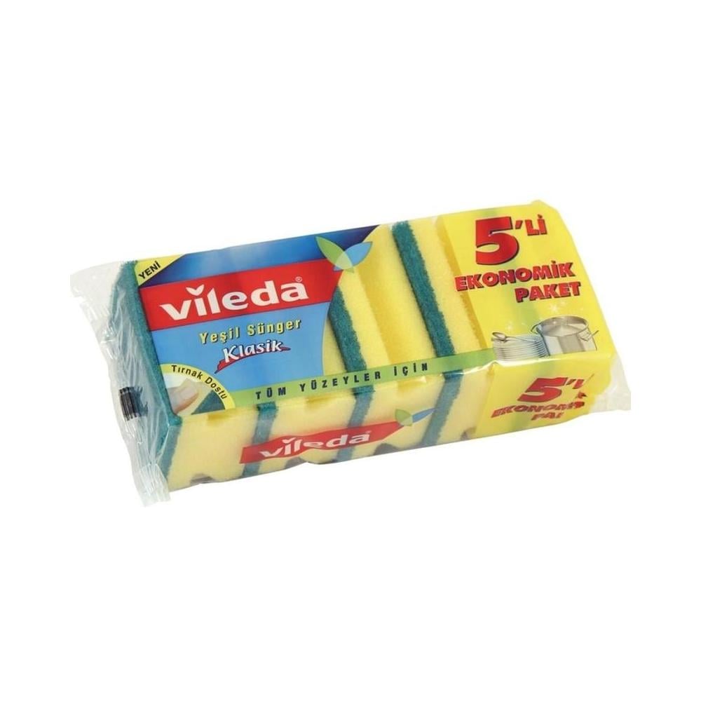Vileda Bulaşık Süngeri Yeşil Oluklu 5'li