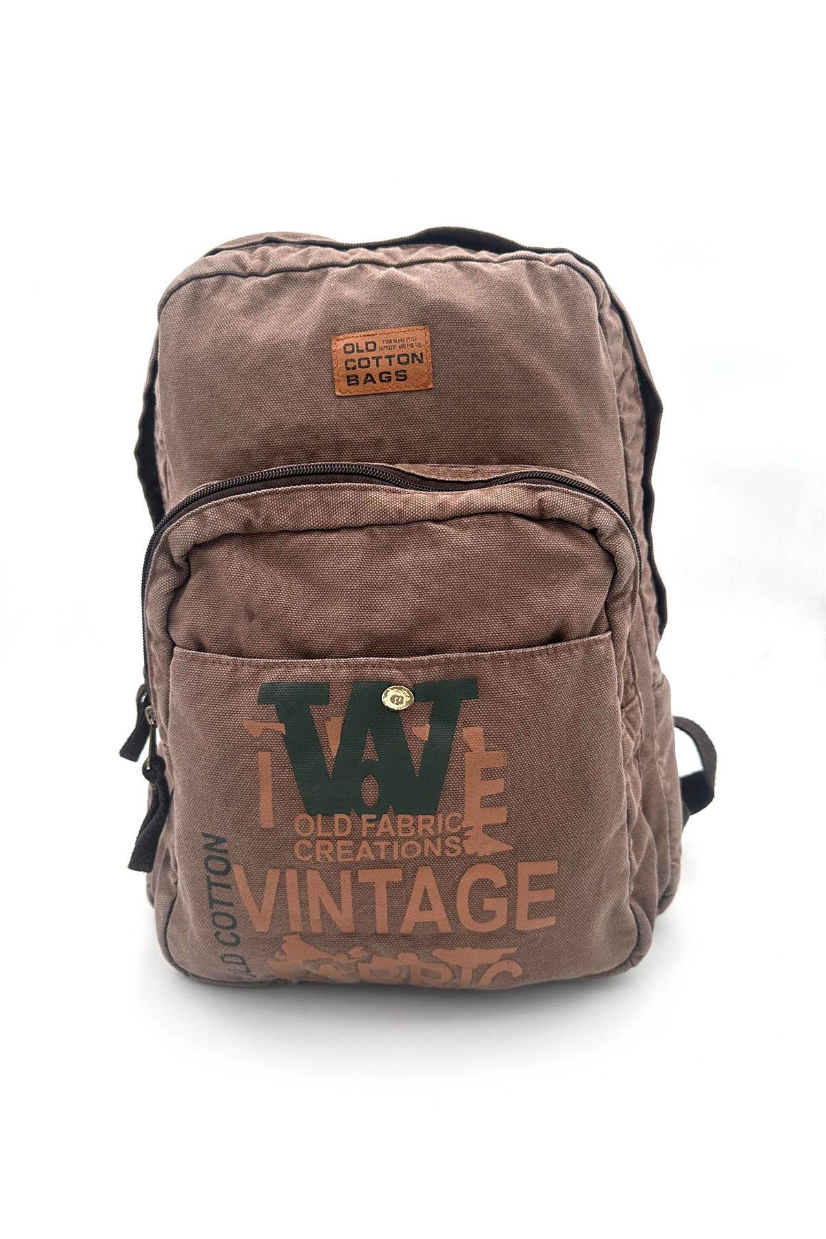 Kahve Renk Çok Bölmeli ve Çok Yönlü Vintage Sırt Çantası 