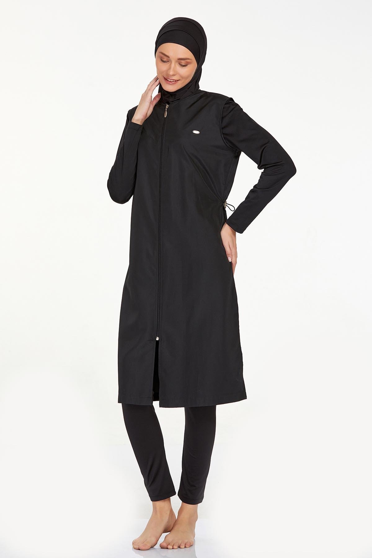 Adasea 1250 Kadın Büyük Beden Jileli Tam Kapalı Tesettür Mayo