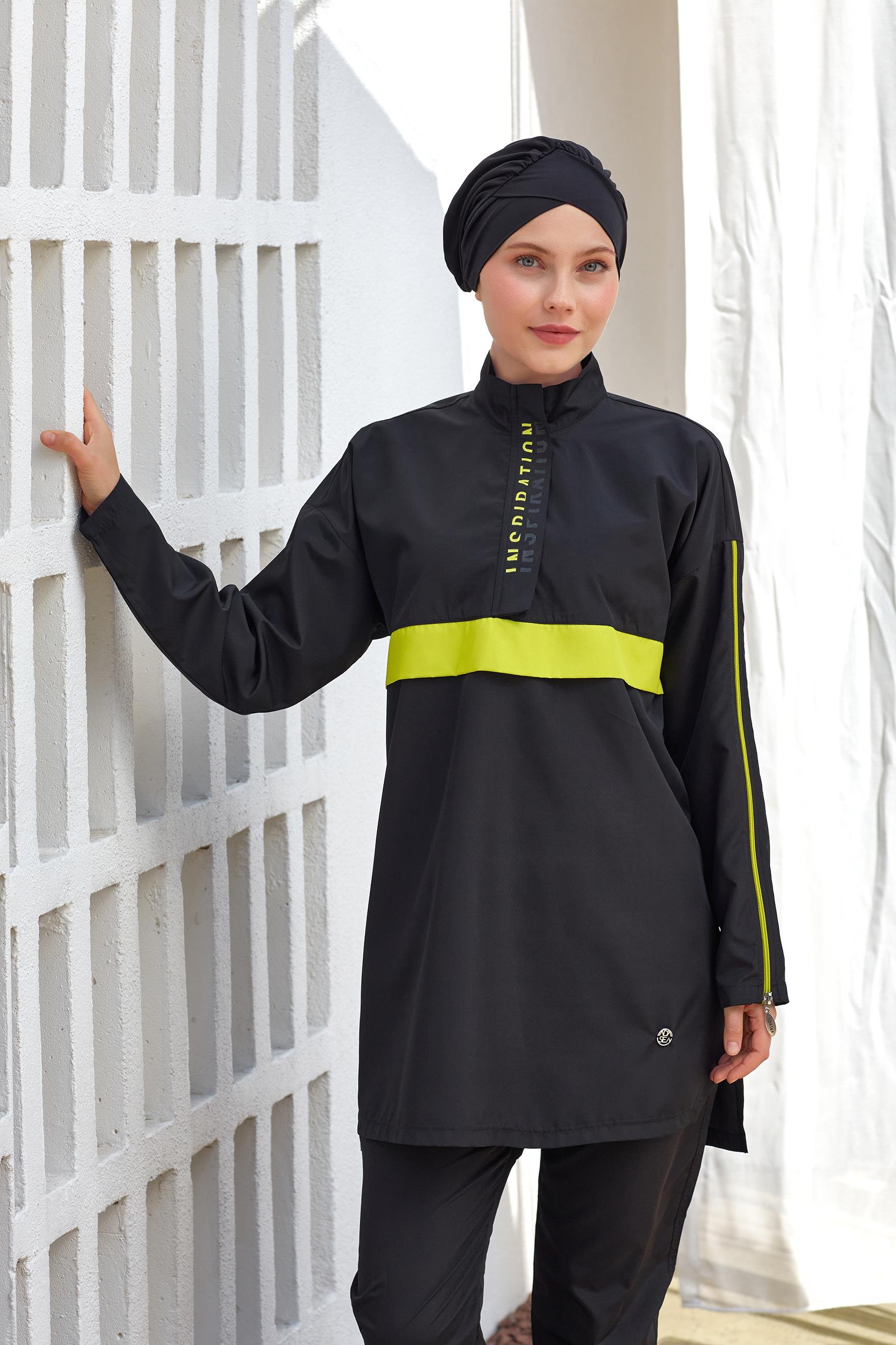 Adasea 251502 Kadın Henley Uzun Kollu Tesettür Mayo