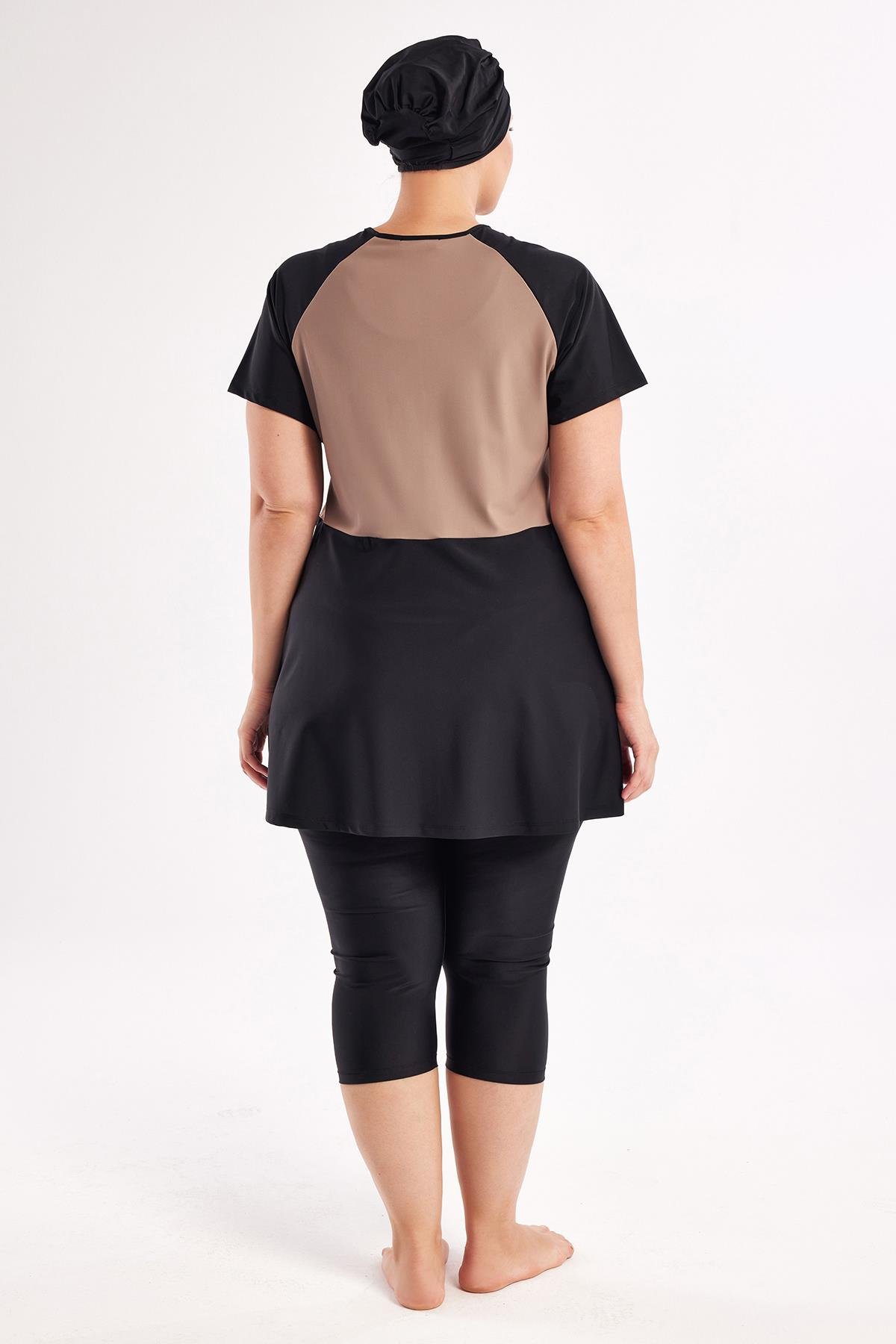 Adasea 251807 Kadın Büyük Beden Nola Kısa Kollu Tesettür Mayo