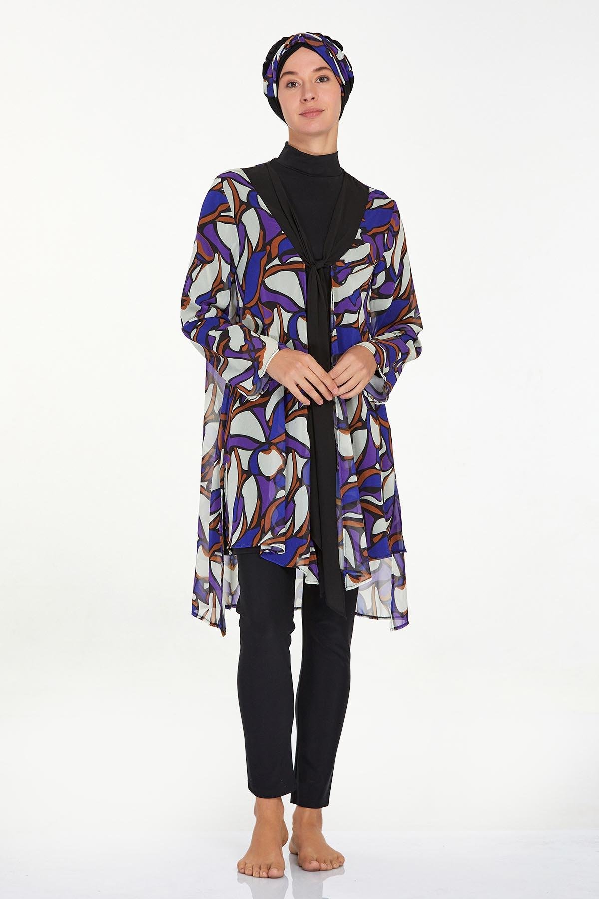 Adasea 4561 Kadın Uzun Kollu Likralı Tam Kapalı Tesettür Mayo