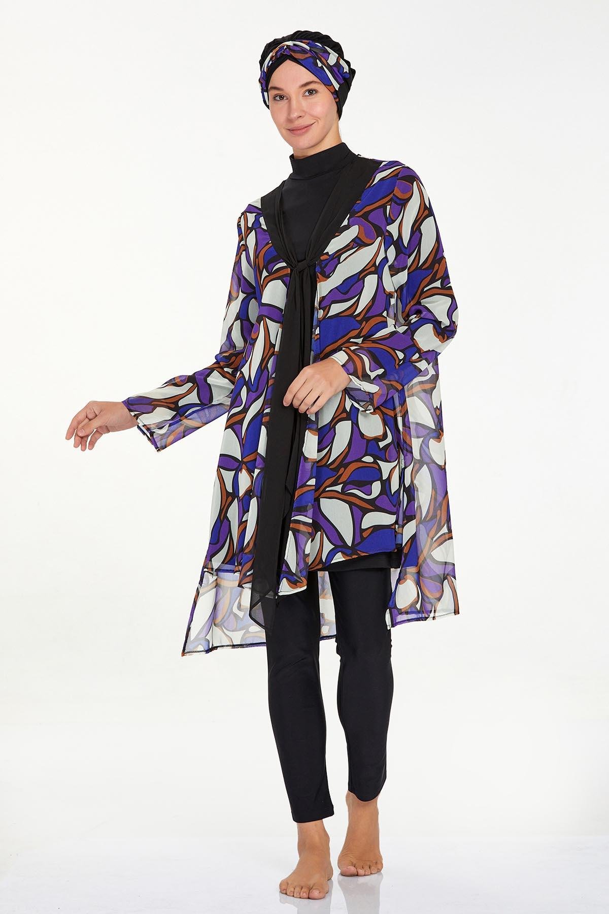 Adasea 4561 Kadın Uzun Kollu Likralı Tam Kapalı Tesettür Mayo