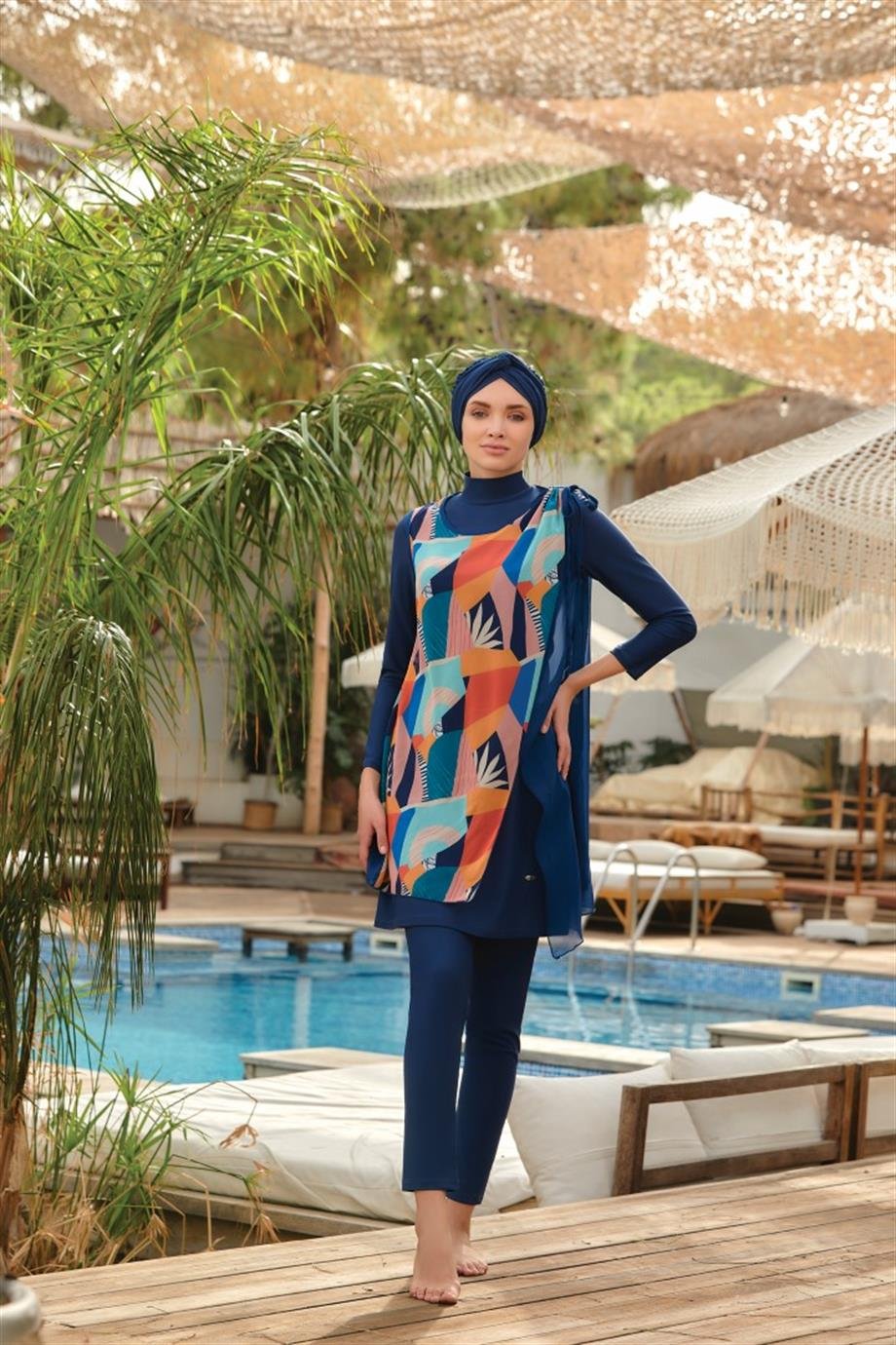 Adesea 4360 Kadın Uzun Kollu Likralı Tam Kapalı Tesettür Mayo