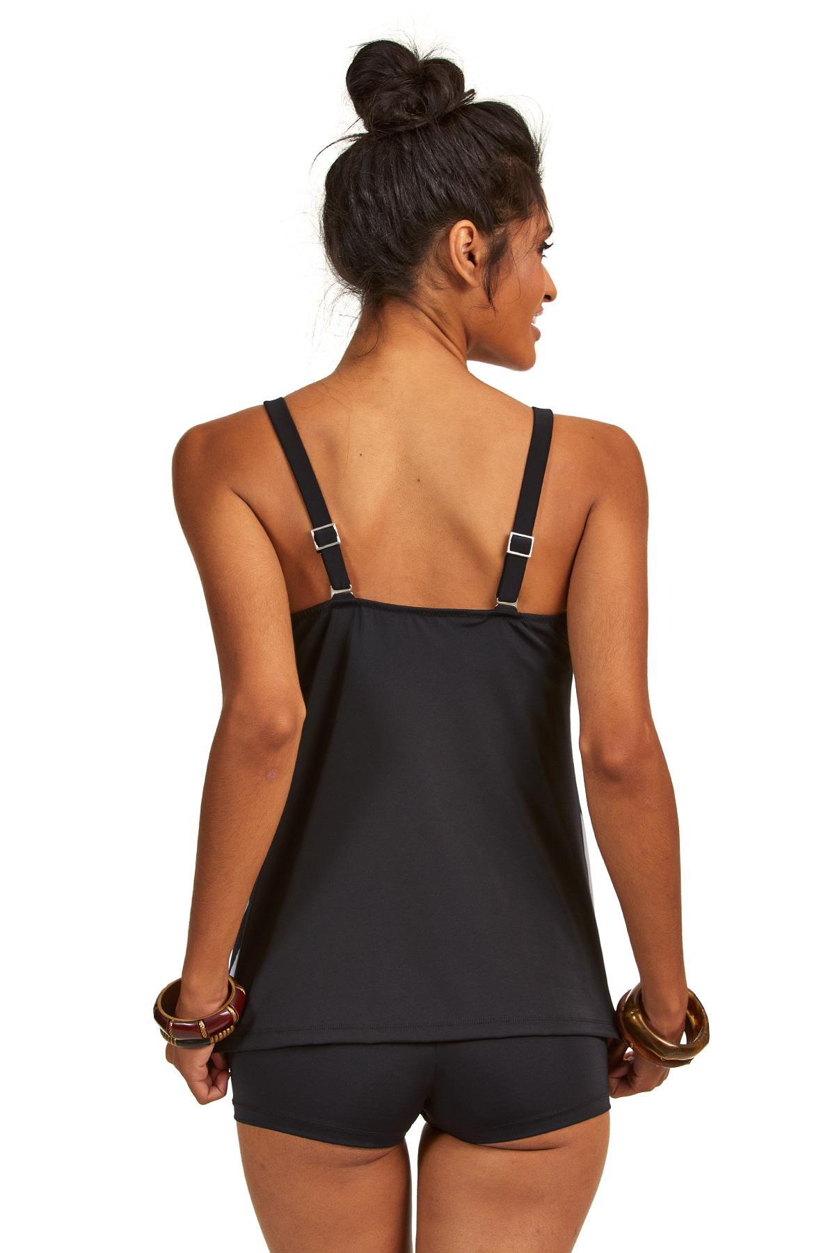 Argento 00-0063-9130 Kadın Gri Çizgili Şortlu Tankini