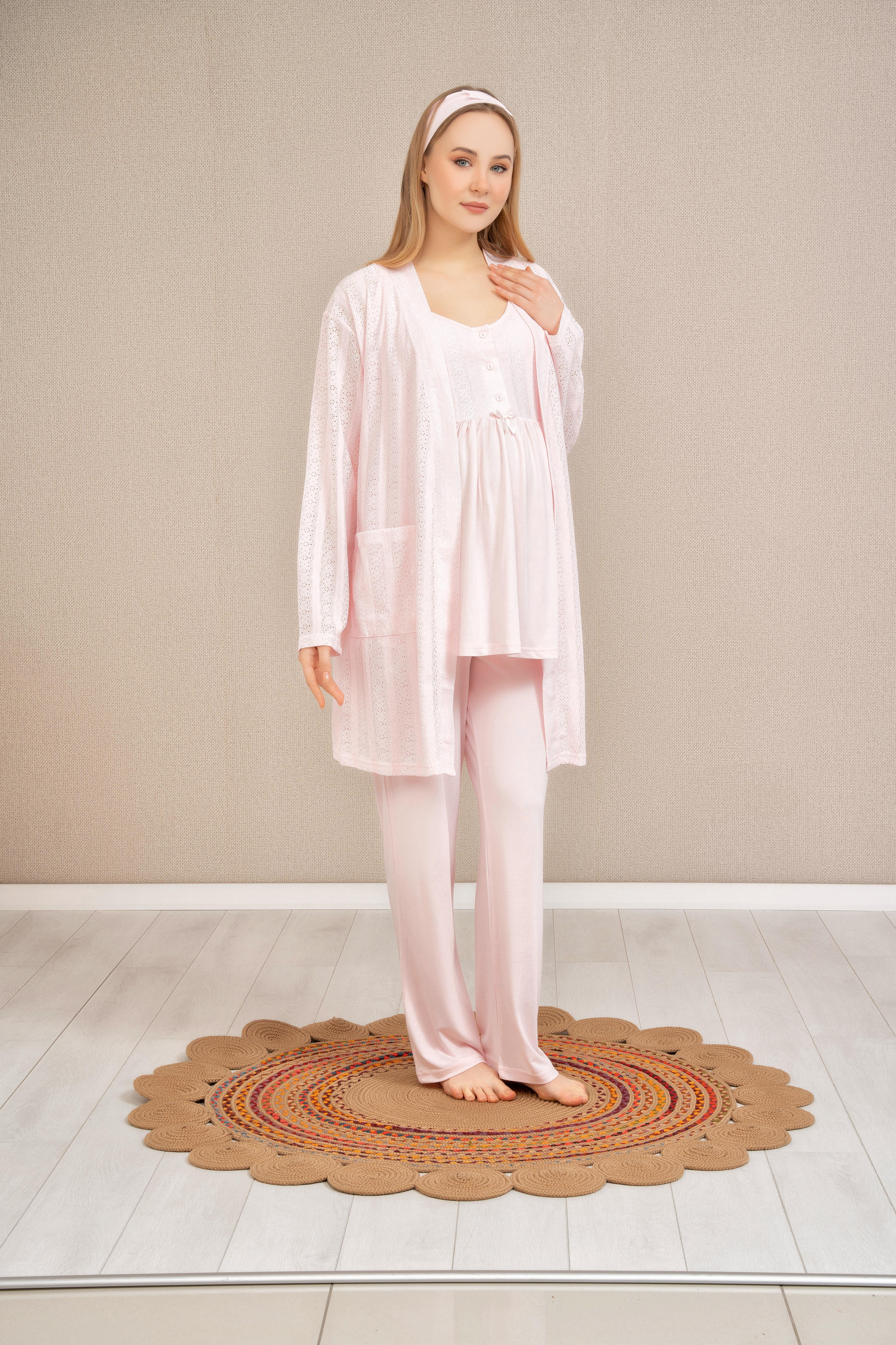 Baha 4502 Lohusa 3'lü Pijama Takım