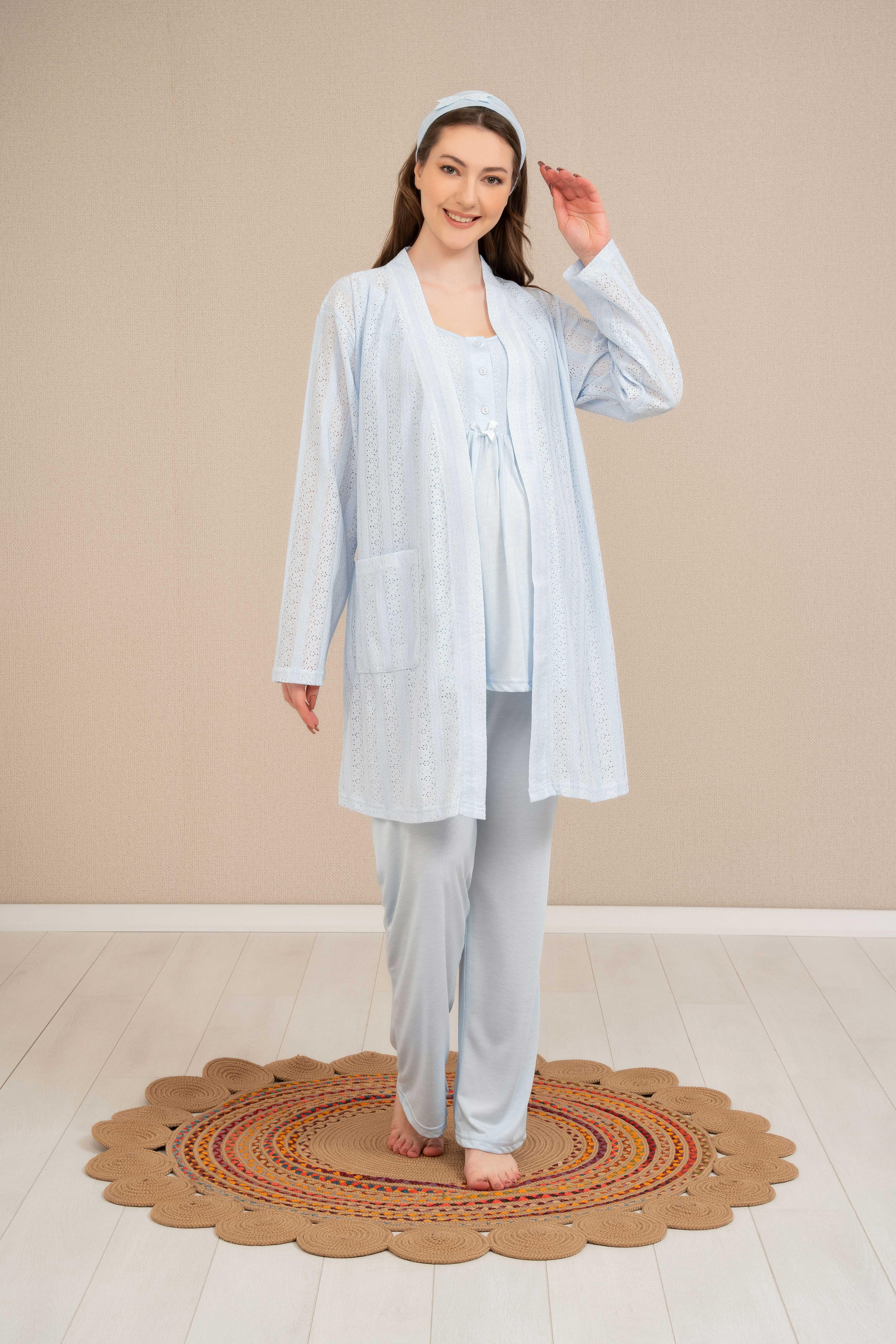 Baha 4502 Lohusa 3'lü Pijama Takım